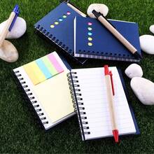 Libreta 3 piezas 70 hojas de bolsillo con notas adhesivas y boligrafo incluido set compacto ideal para oficina viaje escuela y uso diario cuadernos portatiles con adhesivos para recordatorios boligrafo incluido funcional y diseño practico para regalar - Azul Marino - Ver 4