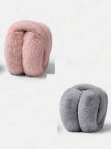 1个多色可折叠耳罩，毛绒保暖耳罩，加厚耳套，冬季适用，女士款，颜色随机