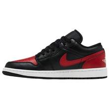 Nike Air Jordan 1 Low Bred Twist 553558-067 Men Fashion Sneakers New Vintage-Spring Summer-Inspired Running Shoes, Shock-Absorbing Comfort, Gym To Streetwear-Back To School - 黑色和紅色 - 查看 3