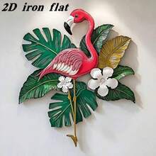 1PC Metal Parakeet And Tropical Leaves Wall Art, Vivid Colorful Bird Plaque, Versatile Flamingo Parrot Wall Hanging Decor For Home Bar Kitchen Coffee Shop