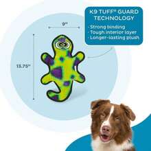 Outward Hound Durablez Stuffing-Free Squeaky Interactive Dog Toy, Tough Plush, Gecko, Green, Large - 顏色B - 查看 3