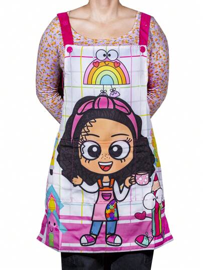 Bata Educadora Ajustable Sublimado Con Bolsas - Mandil Para Maestra Preescolar Kínder Jardín de Niños Guardería