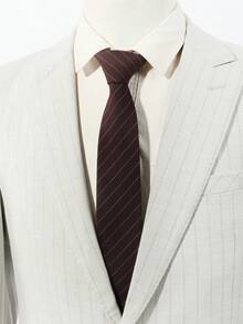 1 pieza Corbata con patrón de rayas casual, adecuada para la calle, casual, diario, estilo británico, escuela, atuendo de negocios para vestir para la decoración navideña - Multicolor - Ver 4