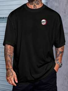 Anime T-Shirt Demon Kimetsu Akaza Upper Moon Three Japanese Manga Geek Movie Shirt Blouse Unisex Male Female 100% Cotton Top Premium Streetwear Launch Immediate Shipping Various Colors!! Plus Size - màu đen - Xem 2