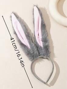 1pc Sexy Bunny Ear Headband, Cosplay Accessory For Halloween Party - Grey - View 5
