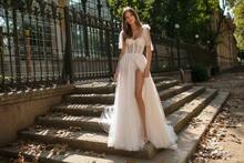 Sexy Halter Backless Wedding Dress 2025 New See-Through Slit Long Dress, Elegant And, With A Sense Of Ceremony - trắng - Xem 3