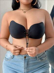 1/2 Peças Sutiã Adesivo Invisível Plus Size - Sutiã Sem Arame, Cordão, Autoadesivo, Sem Alças, Decote em V Profundo, Efeito de Elevação e Realce do Decote, Acessório de Lingerie Respirável e Confortável para Casamento e Uso Diário