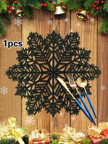 1/4/6pcs Christmas Snowflake PVC Gold Foil Placemats, Christmas Hotel Restaurant Decor Heat Insulation Non-Slip Table Mats, Suitable For Wedding Party, Valentine's Day, Holiday Celebration, Picnic, Birthday Banquet Table Decoration