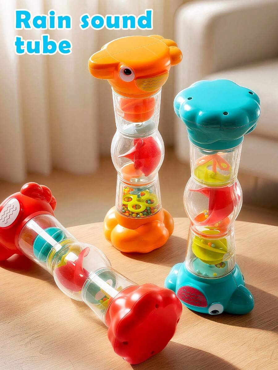 1 pieza Sonajero de lluvia, juguete para bebé, sonido simulado de lluvia, juguete musical de educación temprana, instrumento sensorial para estimulación auditiva, juguete de agarre para recién nacidos, adecuado para niños y niñas recién nacidos como regalo (algunos colores de accesorios al azar)