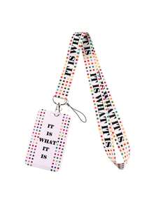 1 套带持有人引言印刷挂绳，带身份证夹和钥匙扣，可爱涂鸦设计，适合女性、男性、员工、学生 - 彩色 - 查看 11