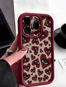 1 buc. Carcasă de telefon nouă la modă, cu model retro de inimă și ochi, mată, în relief, moale, TPU, rezistentă la șocuri, impermeabilă, potrivită pentru iPhone 16/16E/16 Plus/16 Pro/16 Pro Max
