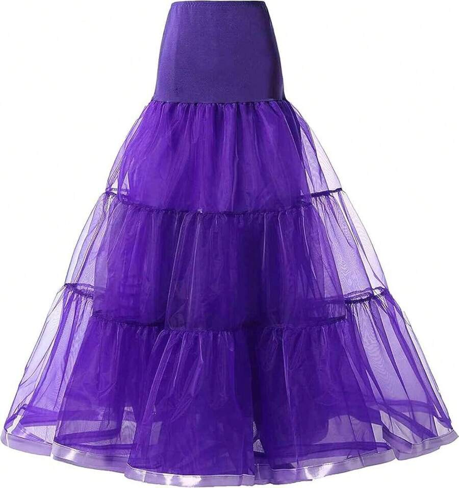 Plus Size Ankle Length Petticoat Crinoline Underskirt For Weddings - 紫色 - 查看 1