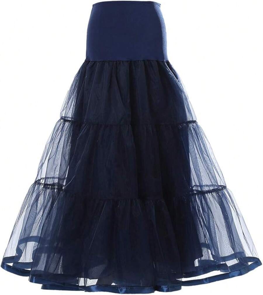 Plus Size Ankle Length Petticoat Crinoline Underskirt For Weddings - 海軍 - 查看 1