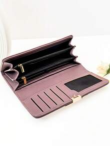 新款女士PU软皮长款钱包 时尚休闲大容量多功能手拿包卡包证件套 方便携带 适合作为节日礼物 女士钱包 钱包 钱包 秋季钱包 - 紫色 - 查看 6