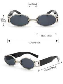 1 件椭圆形塑料和金属个性化优雅活泼的 Ins 风格青少年时尚眼镜，适合热带海滩度假、返校、夏季露营、海滩派对夏季配饰