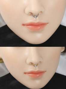 2 chiếc/1 chiếc Nhẫn mũi giả hình giọt nước đính đá Cubic Zirconia mạ vàng và bạc 18K, kẹp mũi không xỏ khuyên, trang sức xỏ khuyên giả cho cơ thể phù hợp cho nam, nữ, cặp đôi để hẹn hò và đeo hàng ngày - Nhẫn mũi zirconia nhiều lỗ giả - Xem 9
