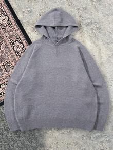 男士休闲宽松套头连帽衫，纯色，百搭，长袖，适合春秋冬 - 灰色 - 查看 7
