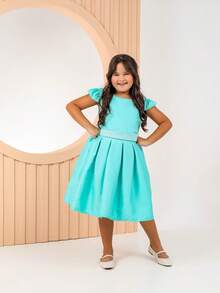 Girls Dress, Princess Style, Party, Wedding, Graduation, Baptism, Youth, Birthday - 綠色 - 查看 1