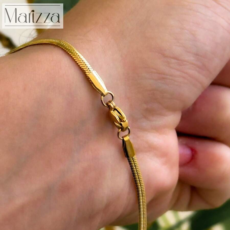 Men's Bracelet Stainless Steel Fine Mesh 18K Surgical Gold Silver Unisex - 金色 - 查看 1
