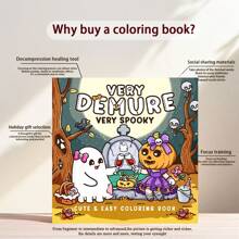 非常端庄非常恐怖：怪诞 - 成人可爱万圣节涂色本，沉浸于鬼魂野餐、南瓜蝴蝶结和成人友好的恐怖幸福之中，返校季。学校用品，绘画，万圣节，圣诞节，秋季。文具 - 查看 4