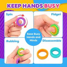 Fidget Toys Sensory Rings For : 12 Pack Finger Spinner Rings Texture Stress Toys For Autism Calming Fun Fidgets For Student Classroom Prize Stocking Stuffers - 12Pcs - 查看 2