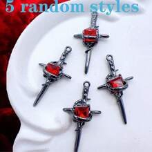 5 peças/10 peças Pingentes Aleatórios de Cruz Gótica, Morcego, Coração em Forma de Diamante, Acessórios de Joalheria Artesanal DIY, Amuletos, Encantos, Colar, Brincos, Bolsa, Chaveiro, Decoração de Pulseira - Multicolorido - Visão 10