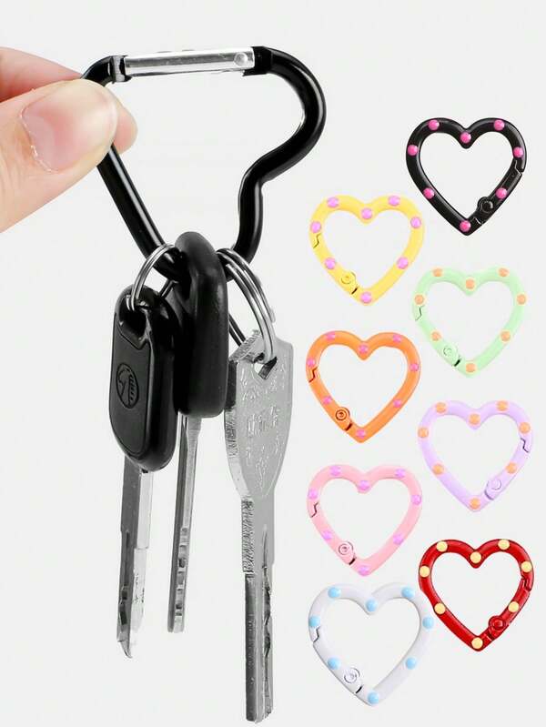 5/15個 キャンディーカラー ハート型 カラビナフック リングキーチェーン キーリング DIYジュエリー製作用 サプライ コネクター バックル アクセサリー かわいいキャンディーカラーのフィニッシュ、軽量合金製、日常的に使えるバーサタイルなアクセサリー、バッグやお財布のかわいいアクセント、クリエイティブなジュエリープロジェクトに最適、春やバレンタインのギフトアイデア、母の日にも、DIYクラフト、ジュエリー製作、鍵の整理に最適な小物、高光沢仕上げ、簡単に取り付け可能、変色しない、ストリートスタイルやブティックルックに最適、目を引くカラーブロックデザイン、コンパクトながら頑丈、クラフト愛好家やギフトにも最適、実用的な多機能クリップとコネクター、かわいいハートのアクセントでパーソナルなオーナメントに