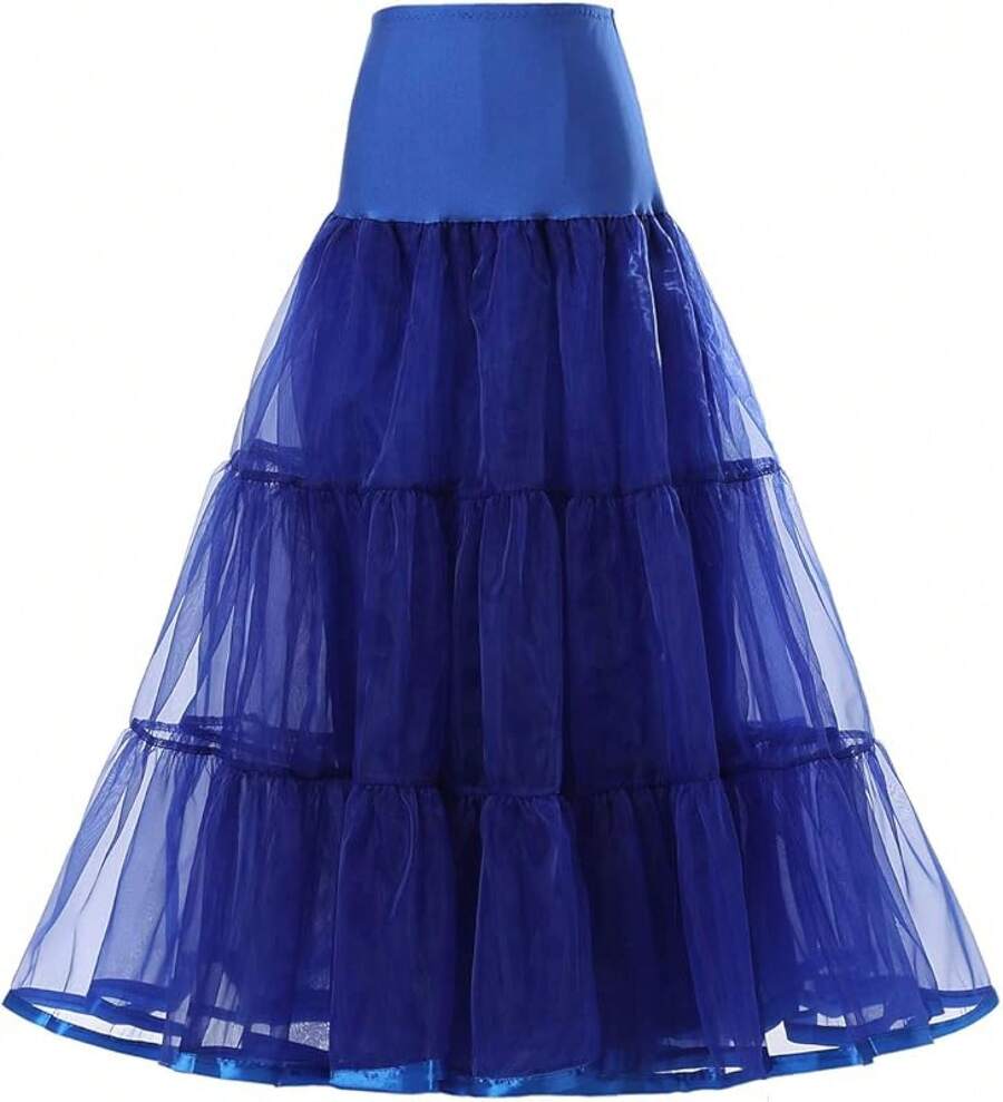 Plus Size Ankle Length Petticoat Crinoline Underskirt For Weddings - 寶藍色 - 查看 1