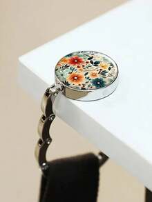 1pc Vintage Floral Desktop Hanging Purse Hook - Foldable Wallet Hanger With Secure Metal Clip, Portable Restaurant, Bar, Home Decor Table Bag Holder - Unique Gift For Women