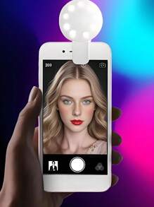 Luz LED de selfie compatible con iPhone, iPad, computadora portátil, mini anillo de luz, luz de relleno de foto, anillo de luz de video, lámpara de clip de fotografía, adecuada para selfies y transmisión en vivo, capacidad de batería de luz portátil: 30mAh