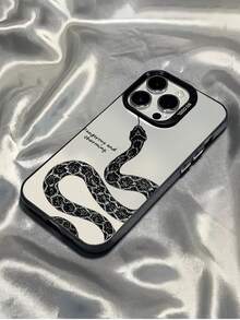 1pc Black Snake Tongue English Text Graphic Full Coverage TPU Shockproof Phone Case, Compatible With Apple 16, 15, 14, 13, 12, 11 Pro Max, Series - Multicolor - View 2