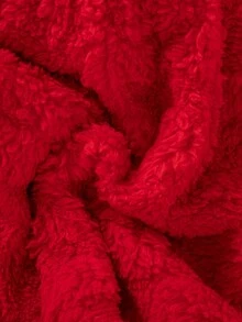 Girls' Casual Solid Color Long Sleeve Hooded Plush Warm Reversible Knee-Length Dress, Autumn/Winter - Red - View 9