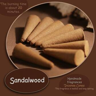 Sandawood ,Vanilla 10 Incense Cones Handmade Tower Scent Cones, For Negative Energy Purification And Space Cleansing, Home Or Office Aromatherapy, Spa, Relaxation, Meditation, Yoga, Home Purification, Tarot, Atmosphere.