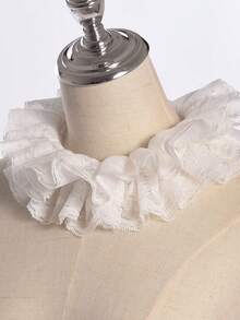 Xiacheng 1件复古蕾丝荷叶边可拆卸领子，维多利亚爱德华风格白色服装领子，男女通用 - 復古款 - 查看 5