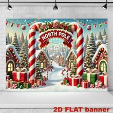 1 pezzo Sfondo fotografico per celebrazione del Natale al Polo Nord, decorazione da parete multifunzionale, adatto per appendere in soggiorno, camera da letto, ufficio, decorazione domestica, decorazione esterna, studio fotografico - 1 pz. - Visualizzare 4