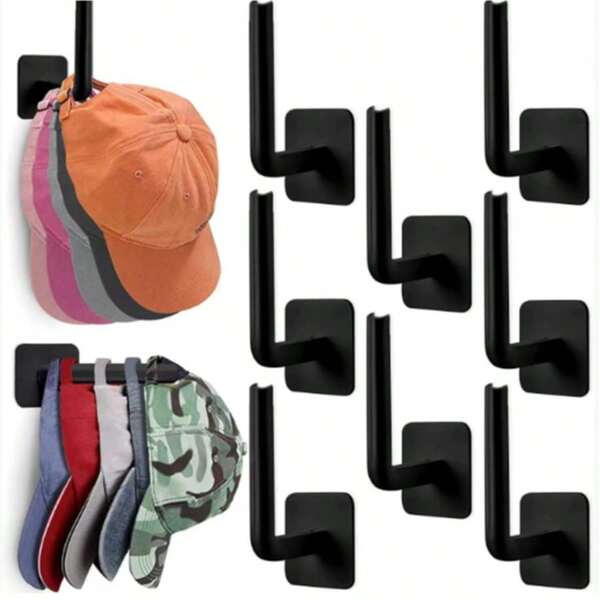 8 Pcs Multifunctional Hat Rack Wall Mounted Hat Hook Cap Holder Organizer No-Drilling Wall Cap Hanger Storage Cap Organizer Hair Accessory Organizer Without Drilling For Baseball Caps For Wall Door Closet Suitable For Home Bathroom Kitchen