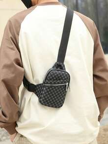 Classic And Fashionable Men PU Chest Bag Mini Wallet Key Eye Mobile Phone Organizer Street Casual Small Commuter Bag Waist Fanny Sling Shoulder