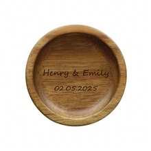 1pc Personalized Custom Ring Tray - Round Walnut Ring Tray, Laser Engraved Name - Suitable For Weddings, Engagement, Valentine's Day, Anniversary, Party, Birthday Gifts - Acacia Wood - View 7