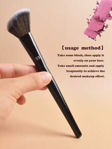 1支专业斜角粉底刷，适用于液体、膏状和腮红，柔软浓密的尼龙刷毛，木质手柄，无香型，长柄美妆工具，93#歌舞伎刷头，节日必备礼物，粉底刷、遮瑕刷、腮红刷、修容刷、腮红刷、古铜粉刷、散粉刷、粉底刷、腮红刷、赠品 - 黑色 - 查看 5