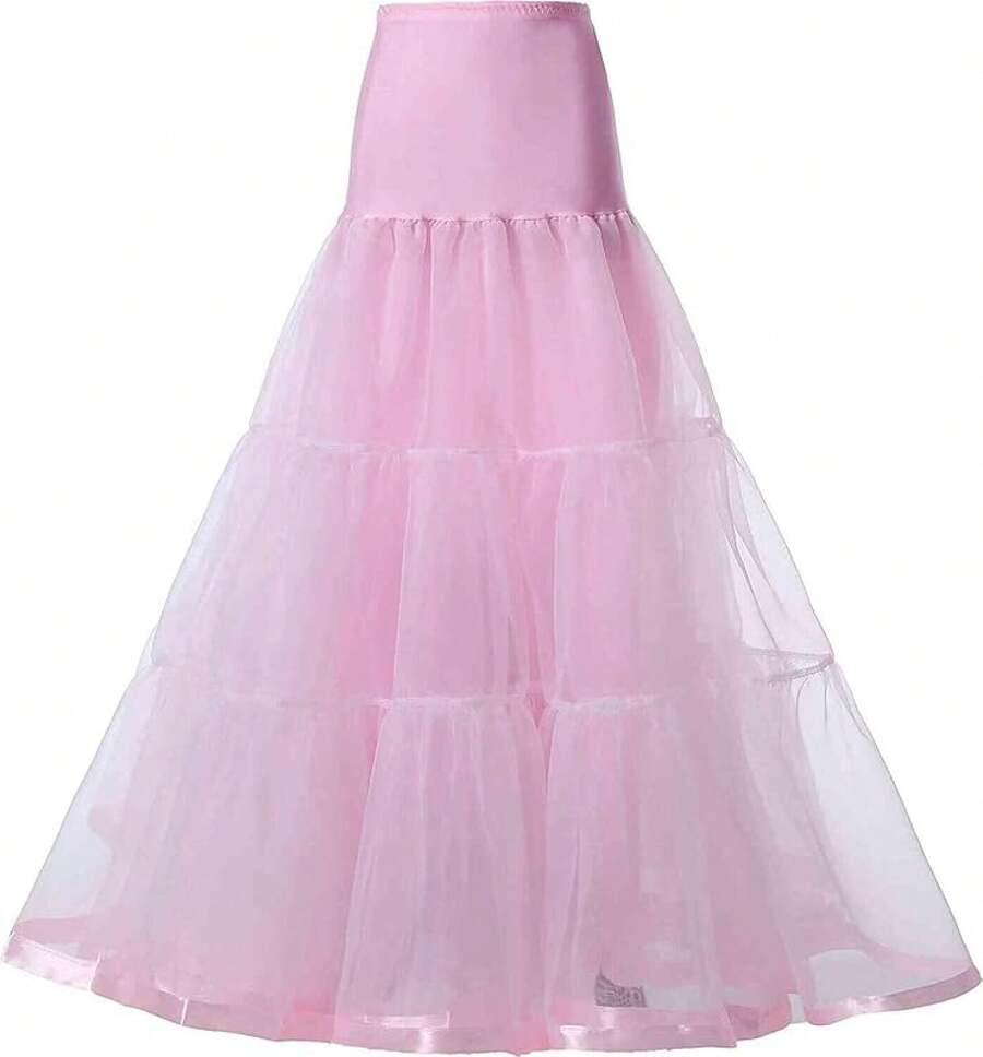 Plus Size Ankle Length Petticoat Crinoline Underskirt For Weddings - 粉色 - 查看 1