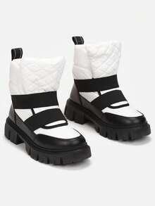 Botas de neve acolchoadas e sem cadarço para uso diário - Branco - Ver 5