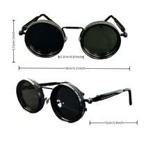 Men's Retro Spandex Style Rotating Sunglasses - Adjustable Brightness Steampunk Style Alloy Frame, Black And Gray Gradient Lenses, Travel And Fashion Accessories, Fashion Sunglasses, Party Sunglasses, Suitable For Bohemian Style Sunglasses - màu đen - Xem 4