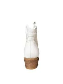 Nova coleção de botas femininas de cano curto estilo western de alta qualidade com bordado e zíper lateral, botas baixas estilo country, botas de cowboy confortáveis com salto baixo e largo para mulheres, botas de cano curto estilo western de alta qualidade com design moderno - Branco - Ver 3