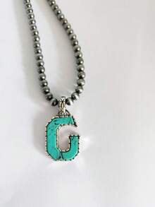 1pc Western Country Style Vintage Textured CCB Multicolor Leopard Print Black & White Plaid 26 Letter Minimalist Pendant Necklace, Sweater Chain