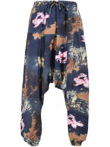 Mens Womens Harem Pants Loose Fit Boho Yoga Hippie  Drop Crotch Trousers-20256688 - 樣式 14 - 查看 9