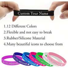 1/3/5/10pcs Customizable Silicone Bracelets - White With Black Text, Sports Bracelet, Bracelet Set, Silicone Bracelet, Fashionable Silicone Bracelet, Bracelet, Cross Silicone Bracelet, Couple Gift. Festive Bracelet Matching, Halloween, Christmas Bracelets, Party Bracelets, Dinosaur Bracelets, Inspirational Silicone Bracelets, Friendship Bracelet,Home & Living,Christmas Home Atmosphere,Souvenirs - Multicolor - View 6