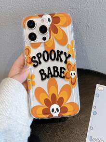 Skeleton 1pc Floral Skull Pattern, Air Cushion Transparent Anti-Fall Phone Protective Case, TPU Material, Suitable As Holiday Gift, Compatible With IPhone XS/XS Max/XR/11 12 13 14 15 16 Pro/Pro Max/14 15 16 Plus, Unisex, Also Compatible With Samsung Phones - Clear - View 1