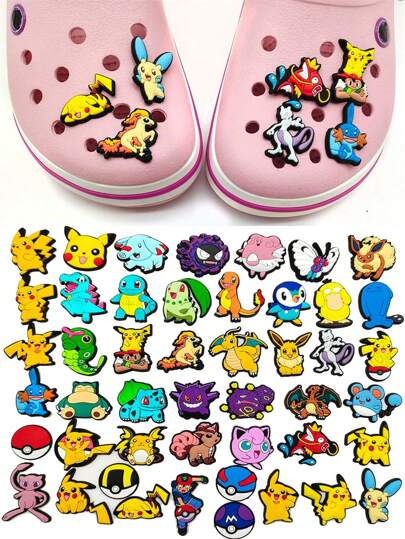 pokemon Pokémon 50/20 peças de pingentes de sapato com tema Pokémon, incluindo Pikachu fofo, Charizard, Squirtle e outros personagens Pokémon, decorações de pingente de sapato faça você mesmo, ideais para decorar acessórios de cabelo, celulares, bolsas, malas, sapatos, mochilas, adequados como presentes de aniversário, lembrancinhas de festa, presentes de formatura e volta às aulas