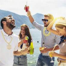 Hip Hop Street Fashion Accessories Set - Gold Baseball Cap, Dollar Necklace, Punk Sunglasses And Ring, Complete Hip Hop Stylish Combo, Carnival Party Hip Hop Cool Punk Alloy Dollar Chain Necklace, Glasses And Ring Set, Essential For Halloween - Multicolor - View 4