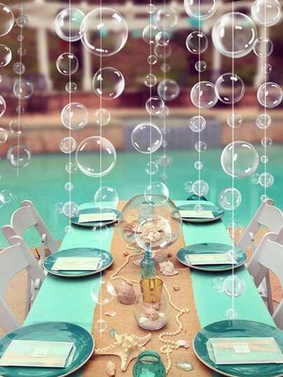 1包白色波点纸花环，悬挂式泡泡纸花环，适用于生日派对、婚礼、教室、节日家居装饰墙面悬挂装饰